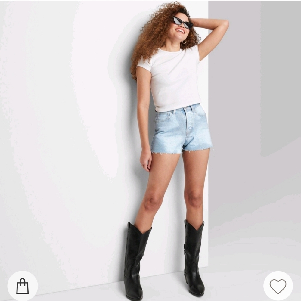 Wild Fable High Rise Denim Shimmer Metallic Shorts